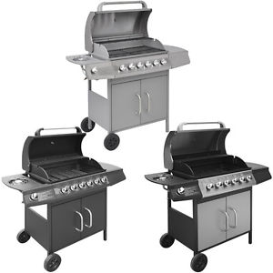 Edelstahl Gas Grill Barbecue Gartengrill BBQ Grillwagen 6+1 Brenner Seitenkocher