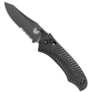 Benchmade 950SBK-1 RIFT Serrated Edge/ BK Coated Blade/ Black G10 Handle