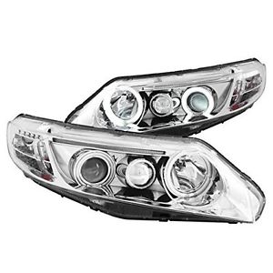 Anzo USA 121061 Honda Civic Projector with Halo Chrome Headlight Assembly -