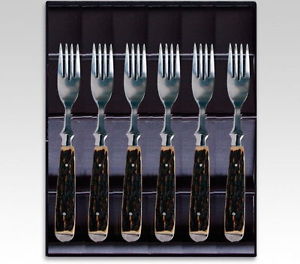 Linder 6x Snack forks, Deer antler, in Box