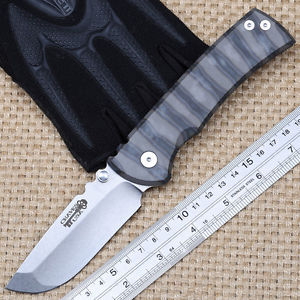 Excellent Quality Folding Knife Big Heavy Weight Titanium Handle D2 Plain Edge