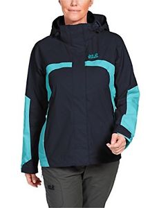 Blu (Night Blue) (TG. Large) Jack Wolfskin, Giacca impermeabile Donna Topaz II,