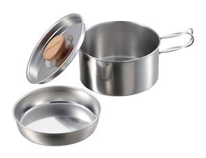 Captain stag pot stainless saucepan with a dish UH-4207 Outdoor Camping Cookware