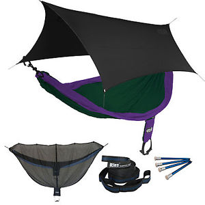 ENO SingleNest OneLink Sleep System -Purple/Forest Hammock w/ Black Profly