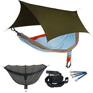 ENO SingleNest OneLink Sleep System - Powder/Orange/Tan Hammock w/ Olive Profly