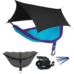 ENO SingleNest OneLink Sleep System - Purple/Teal Hammock With Black Profly