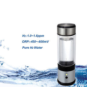 Hydrogen rich water bottle with SPE technology. PEM cell H2 generator. Ionizer