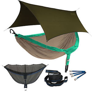 ENO DoubleNest OneLink Sleep System - Emerald/Khaki Hammock With Olive Profly