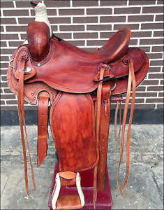 RS104M-F HILASON WESTERN BIG KING WADE RANCH COWBOY TRAIL ROPING SADDLE 17"