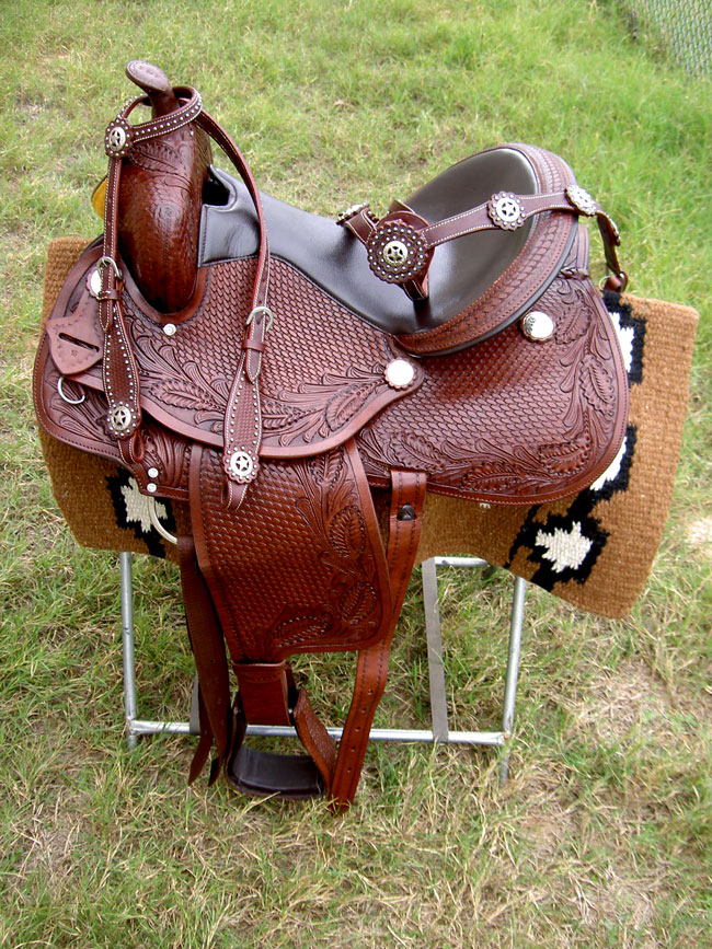 Horse Western Barrel Show Pleasure LEATHER SADDLE Bridle  5018