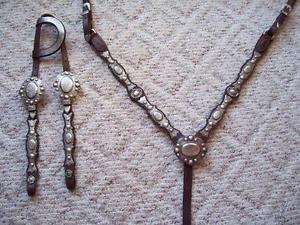 Vtg Victor Sterling Silver Overlay Show Headstall/Bridle & Breast Collar