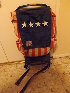 Vintage World Famous The Stars And Stripes Nylon Backpack Alum. Frame Patriotic