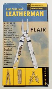 Rare! Retired 1999 New in Box Leatherman Flair with Leather Sheath Corkscrew