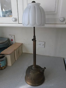 VINTAGE  TILLEY LAMP -  TL- TABLE LAMP - CORINTHIAN - LOVELY GLASS SHADE