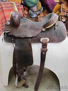 Ammerman Custom Barrel Saddle 14 1/2" Lightly Used Wide Tree Dark Oil