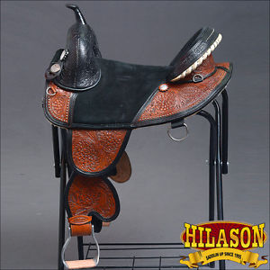 TW105MBK1-A HILASON TREELESS WESTERN TRAIL BARREL RACING LEATHER HORSE SADDLE 14