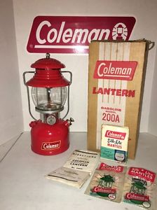 Unfired Coleman Red 200A Lantern with Original Box & Papers 9/60