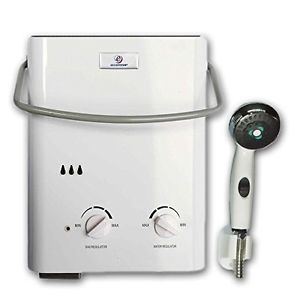 Outdoor Portable Heater Shower White Tankless Hot Water Camping Cabin Bath Time