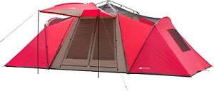 Ozark Trail 21' X 10' 3-Room Instant Tent With Awning, Sleeps 12, Red