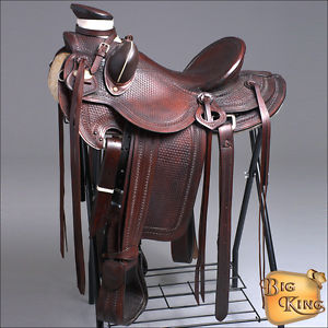 CWD087MDB HILASON BIG KING WESTERN WADE RANCH ROPING COWBOY TRAIL SADDLE 17"