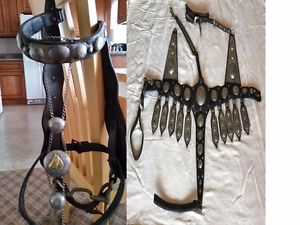 Visalia Headstall and Breast Collar Set circa 1900's 14k Gold Sterling