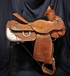 Circle Y Equitation Show Saddle, 16", SQHB, Beautiful Silver/Gold, EUC