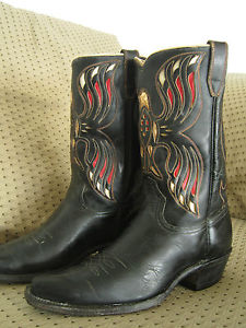 Famous Vintage ACME AMERICAN EAGLE Cowboy Boots !! Striking Inlay!! Men's 9.5 D