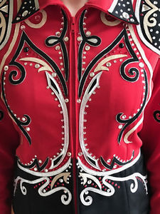 Showmanship Jacket Paradise Creations Red Black Silver Ladies XL