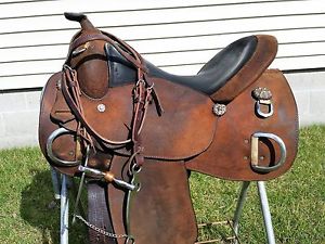 16''  DALE CHAVEZ ROUGH OUT TRAINING SADDLE HEADSTALL BIT IN EUC