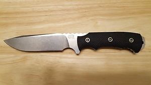 Hinderer Fieldtac Fixed Blade Knife, 5.5" Stonewashed Blade, Black G-10 Scales