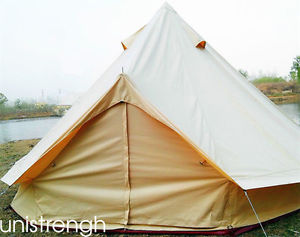 5M/16.4ft Diameter Canvas Bell Tent Famliy Camping and Party Khaki Bell Tent