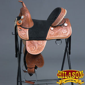 CLASSIC SERIES HILASON TREELESS WESTERN TRAIL BARREL RACING LEATHER SADDLE 16"