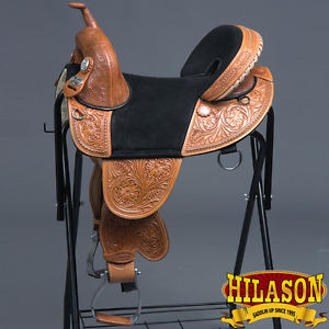 HILASON CLASSIC SERIES TREELESS WESTERN TRAIL BARREL RACING LEATHER SADDLE 16"