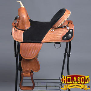 CLASSIC SERIES HILASON TREELESS WESTERN TRAIL BARREL RACING LEATHER SADDLE 17"