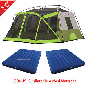 Ozark Trail 10 Person Instant Cabin Tent Family 2 Room Camping Outdoor Hiking