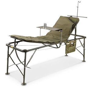 US Army Bed Adjustable Hospital Folding Field SURGICAL Cot Sun lounger