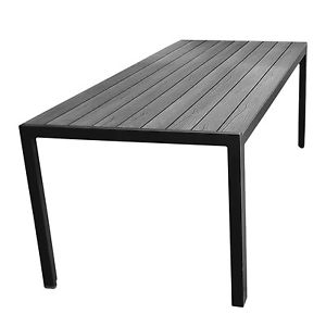 XXL Gartentisch Gartenmöbel Aluminium Polywood Tischplatte 205x90cm Schwarz Grau