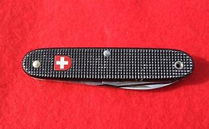 Victorinox Swiss Army Knife Black Rare, Alox Pioneer with the old Label