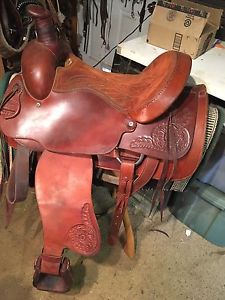 16" Rope /ride Saddle Custom Made Buttery Leather Handle The Big Bulls