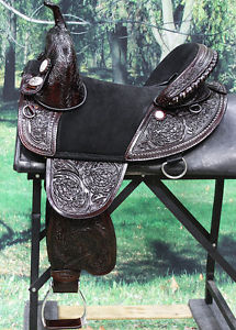 TW105MDB-F HILASON TREELESS WESTERN TRAIL BARREL RACING LEATHER HORSE SADDLE 17"