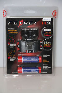 FEREI HL50 DUAL XM-L2 CREE LED 1800 LUMEN RECHARGEABLE HEADLAMP NEW !!