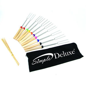 Simple Deluxe Marshmallow Roasting Stick Skewer Fork, Camping BBQ, Hot dog Grill