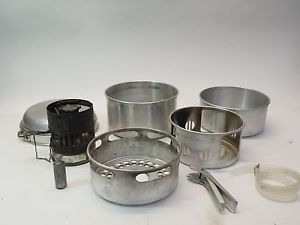 VINTAGE SIGG TOURIST BACKPACKING CAMP COOK SET w/ SVEA 123 CAMP STOVE - COMPLETE