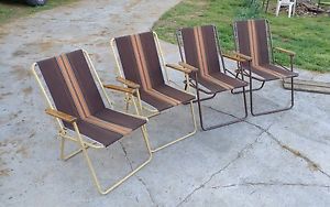 4 Four Vintage Folding Airstream Zip Dee Lawn  patio Chairs Camping RV Lounge