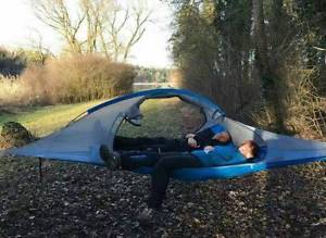 Hanging Tensile tree tent 4-Season Double Hammock with Removable rainfly(Blue)