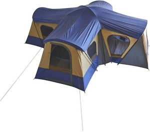 Base Camp 14-Person Cabin Tent 4 rooms 20' x 20' Quick Set up New, Blue