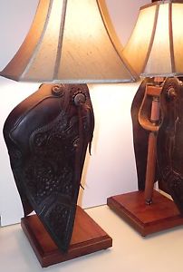 TAPADERO STIRRUP LAMPS - HAND TOOLED