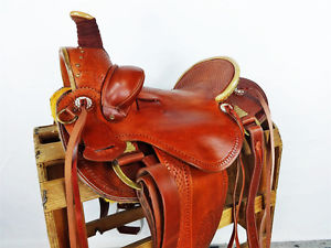 16" RAWHIDE LEATHER WESTERN WADE ROPING RANCH TRAIL COWBOY HORSE SADDLE TACK