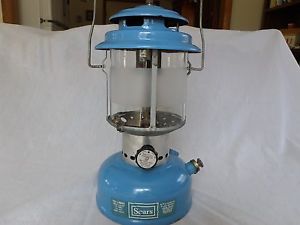 VINTAGE SEARS DBL MANTLE LANTERN RARE SKY BLUE DATE 3-71 TESTED & WORKS #72216