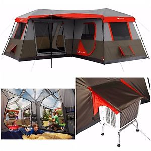 Ozark Trail 12 Person 3 Room L Shaped Instant Cabin Tent Hiking Fast SET UP NEW